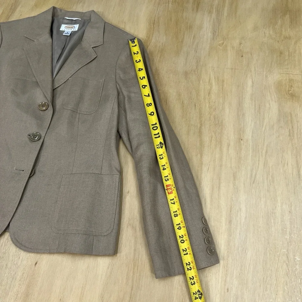 Talbots Irish Linen Blazer 8 Petite 8P Womens Jacket Light‎ Brown Lined - Picture 7 of 12